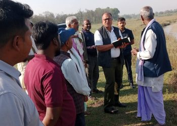 सिंचाइ तथा खानेपानी मन्त्री कुशवाहा द्रारा खाेला,नालाको स्थलगत निरीक्षन
